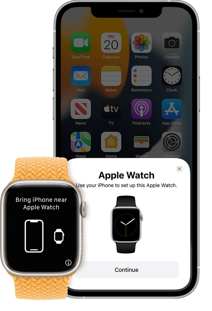 iPhone and Apple Watch showing pairing screens