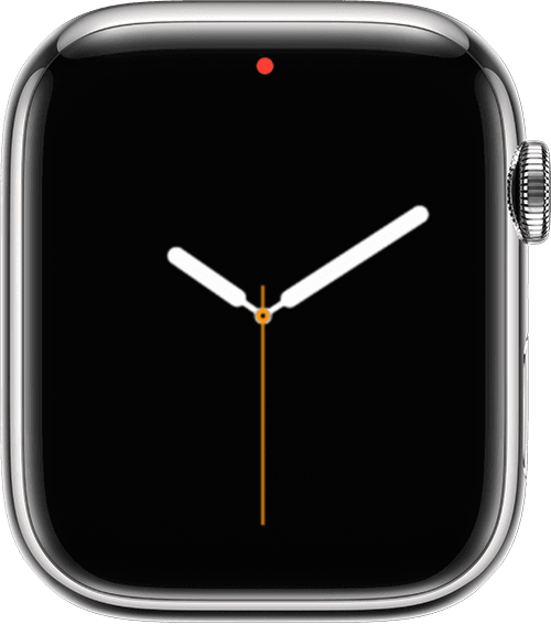 Egy Apple Watch, amelynél a képernyő tetején az értesítések piros pöttye látható