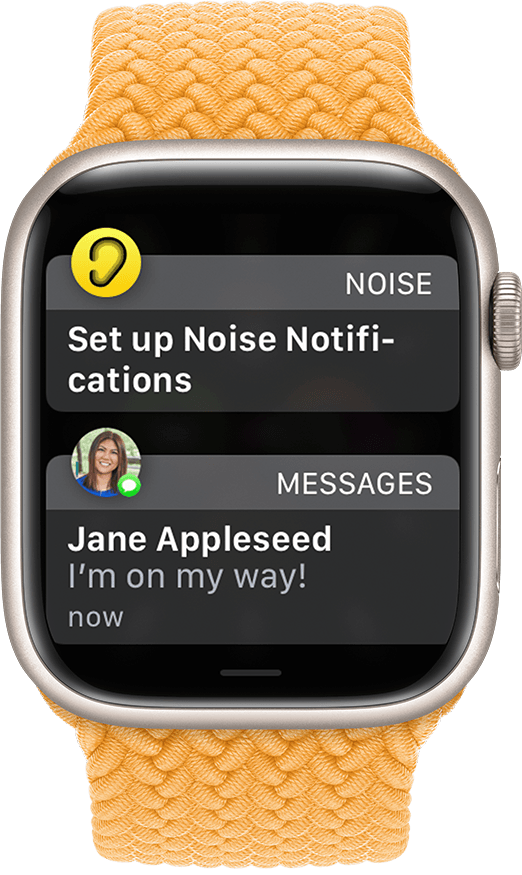 Apple Watch showing two notifications