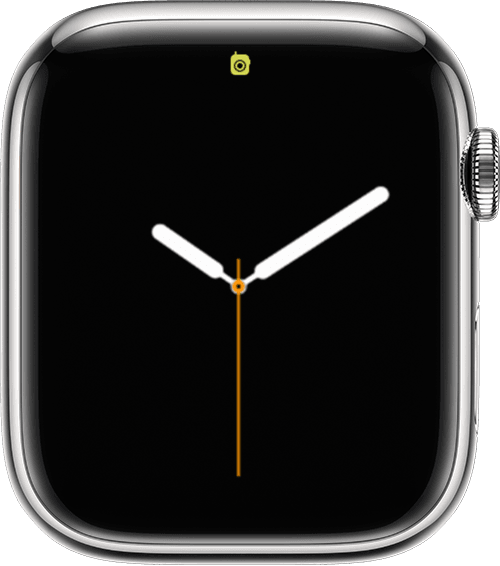 Apple Watch met het walkietalkiesymbool bovenaan het scherm