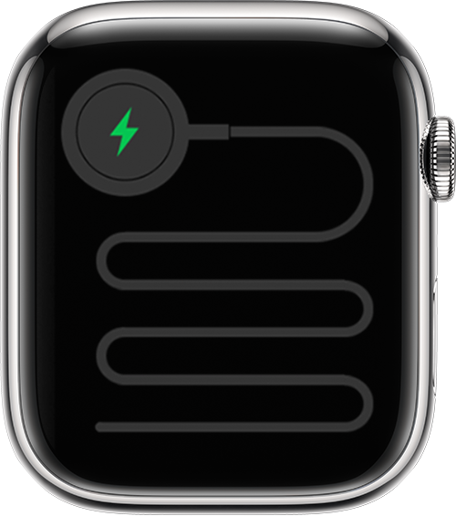 Apple Watch menampilkan jam tangan telah tersambung ke sumber listrik