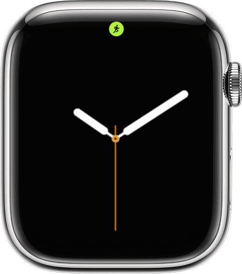Годинник Apple Watch з іконкою тренування у верхній частині екрана