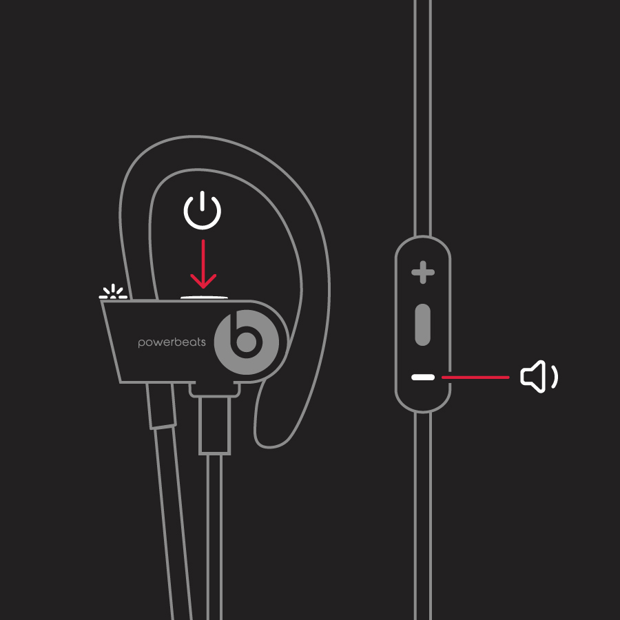 Powerbeats 2 power button and volume down button