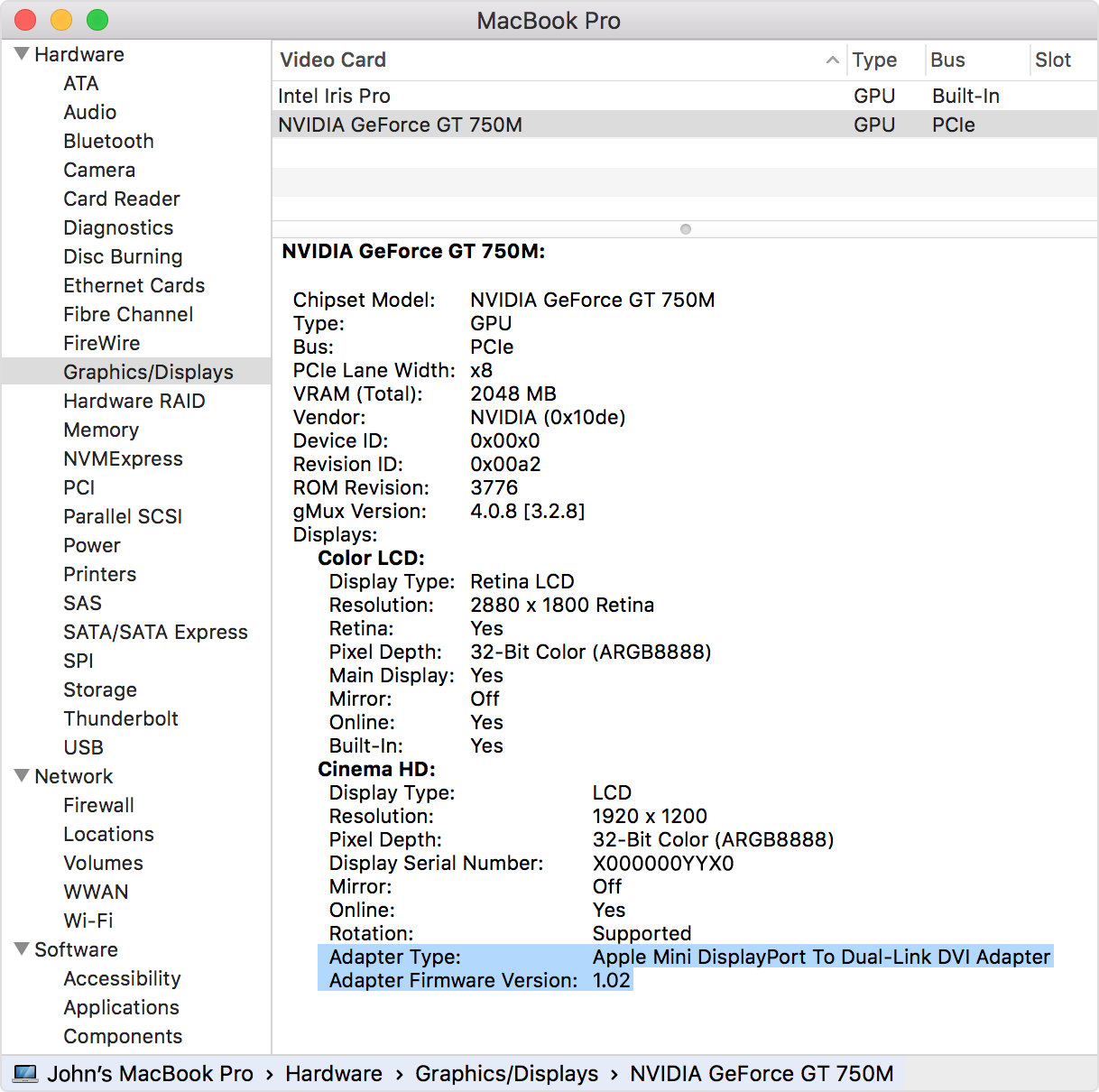 System Information window