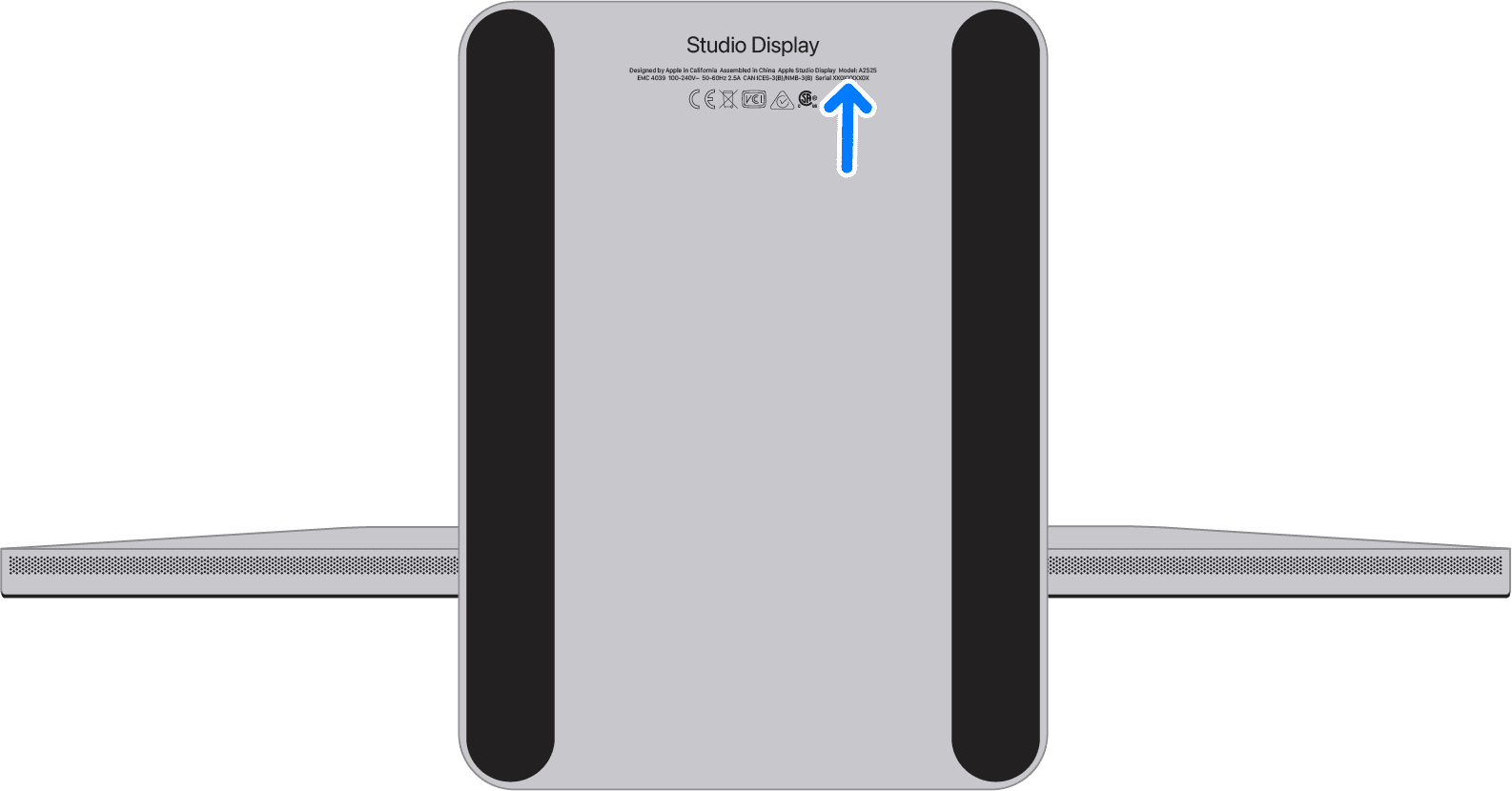 localização do número de série na parte inferior do suporte