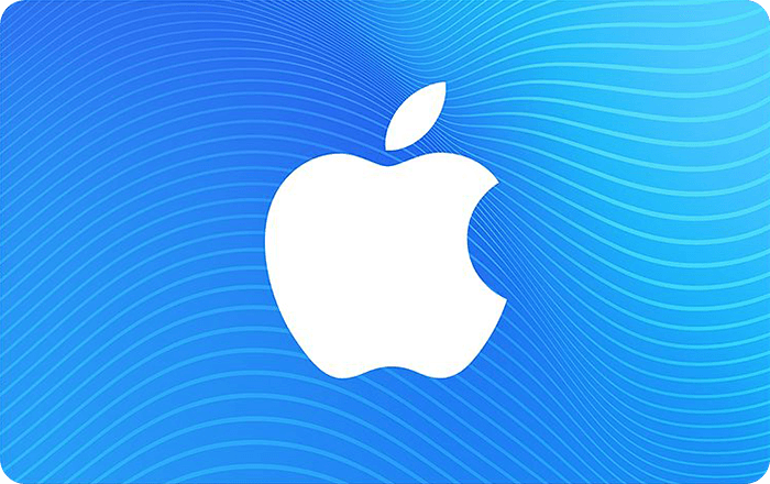 App Store & iTunes Gift Card showing a white Apple logo on a blue background.