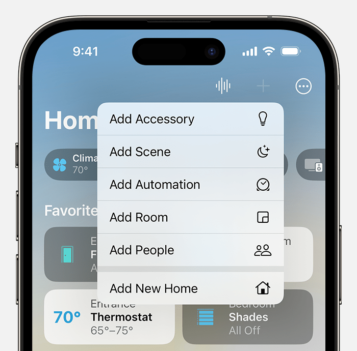Cum adaug accesorii pentru acasă pe iPhone -ul meu?