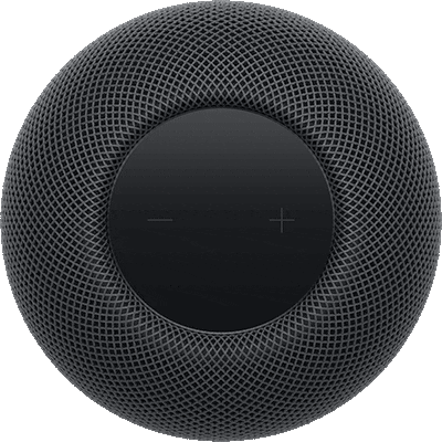An orange light shines on and off repeatedly on the top of HomePod mini