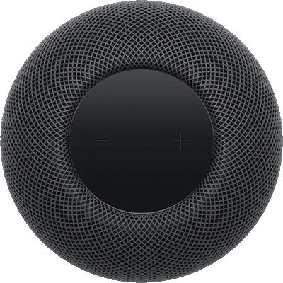 A white light shines on and off repeatedly on the top of a HomePod speaker