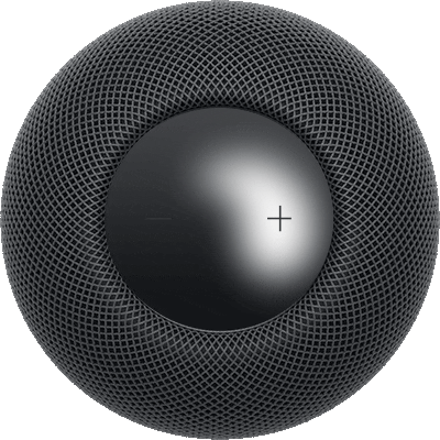 A white light moves in a circle around the top of a HomePod speaker