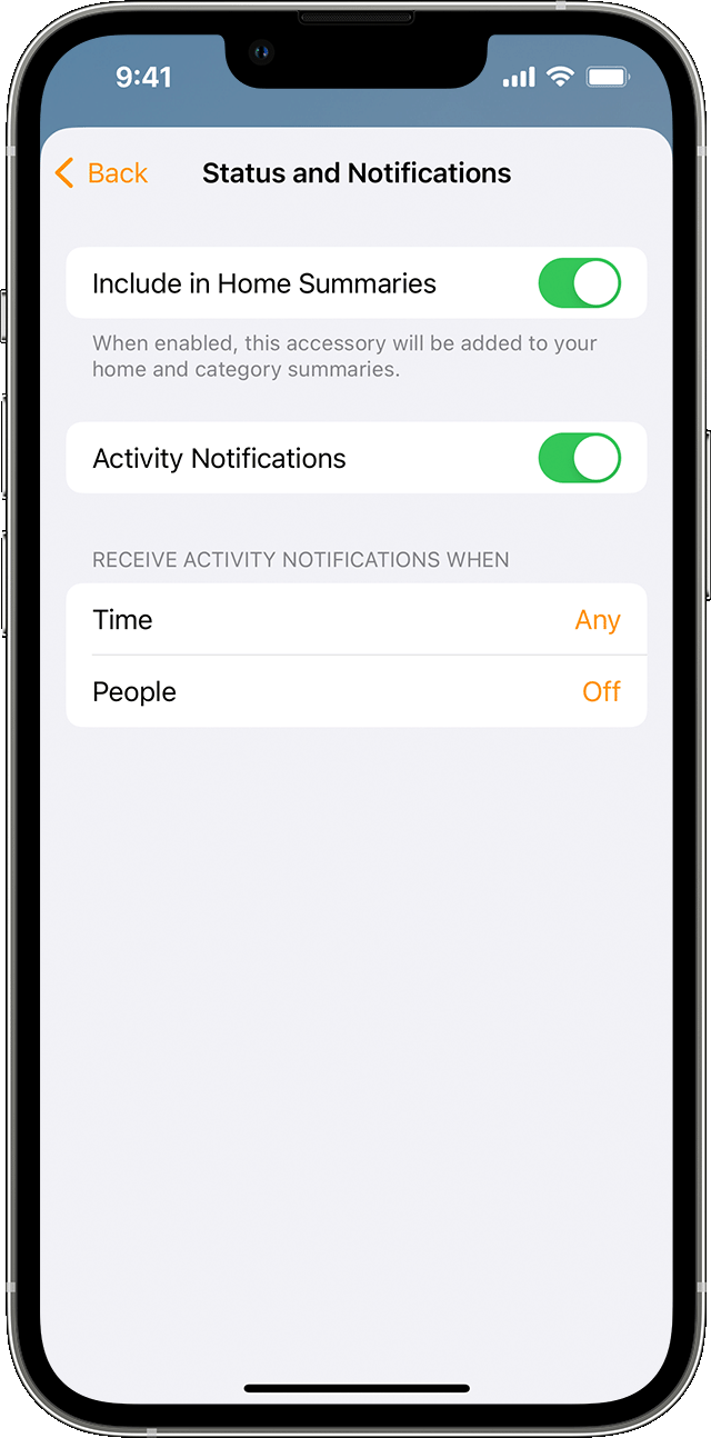 Bildschirm "Status und Mitteilungen" auf dem iPhone