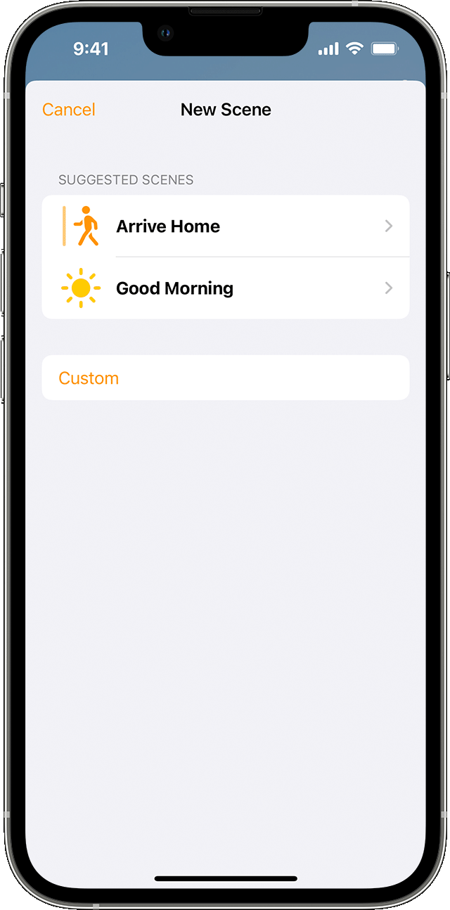 Запропоновані схеми «Прибуття додому» та «Доброго ранку» на пристрої iPhone
