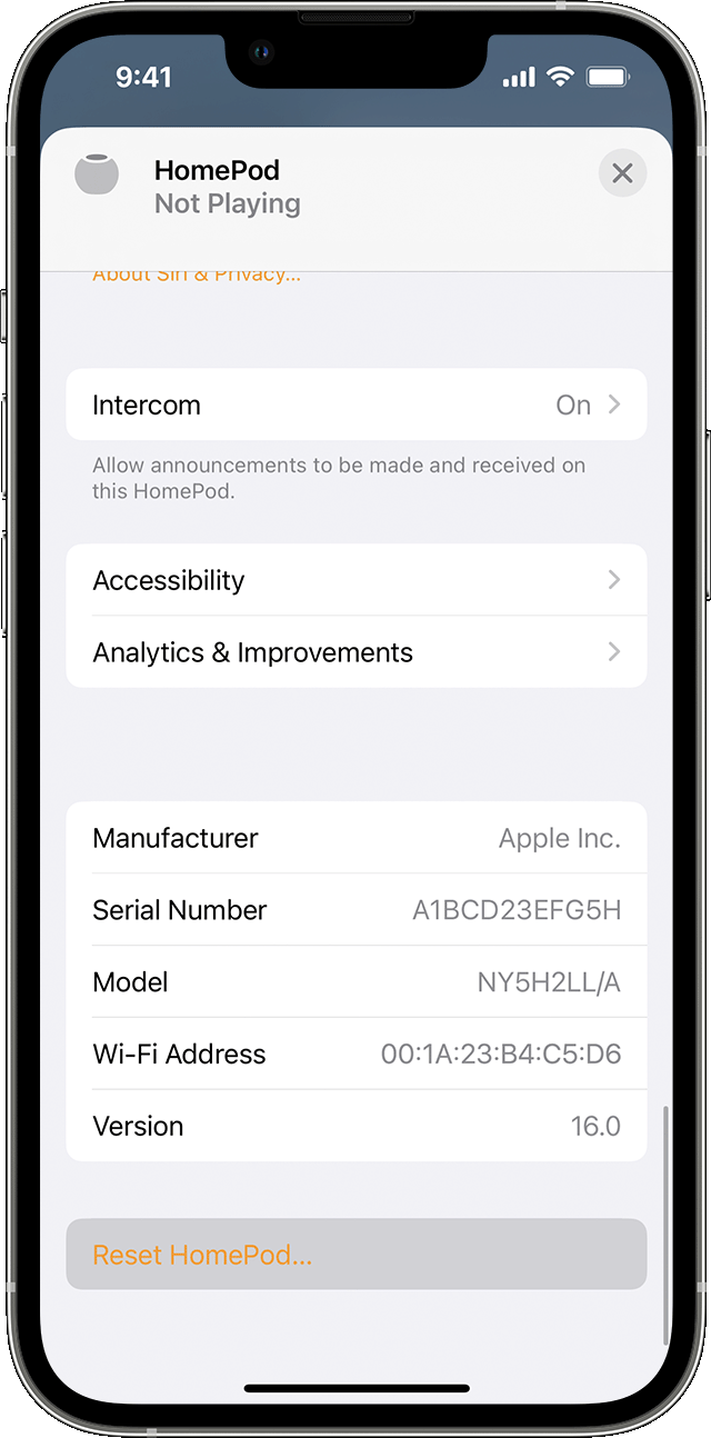 resetting homepod mini