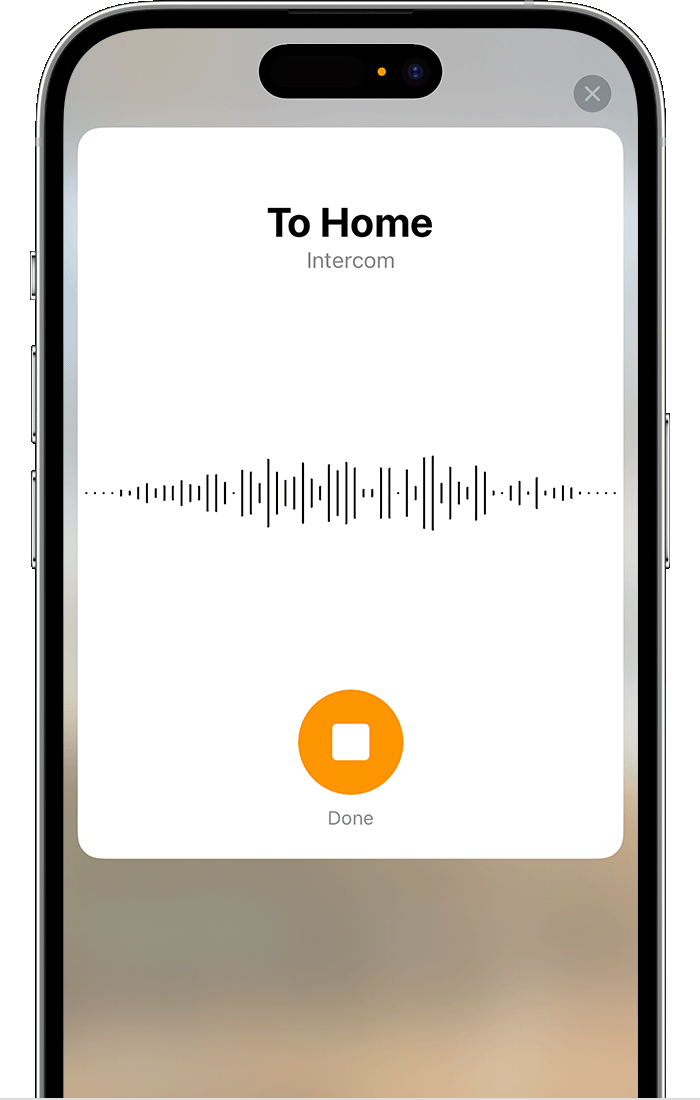 iOS screenshot shows Intercom message recording screen.