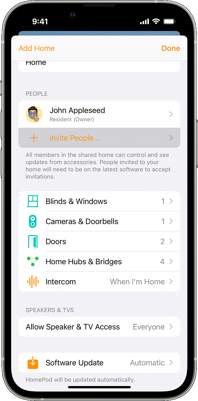 Share control of your home - Apple Support