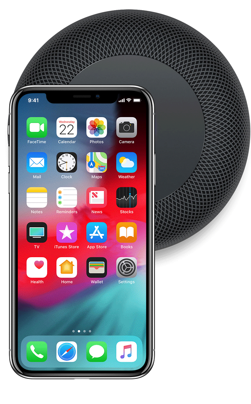 Apple animation of iphone setup to homepod