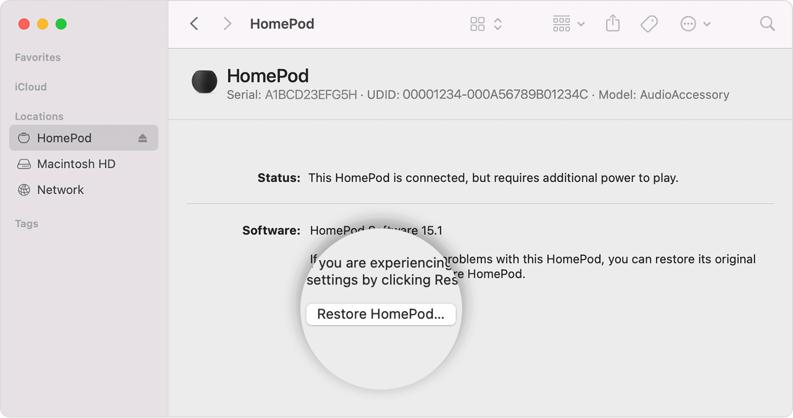 Restore HomePod option on Mac