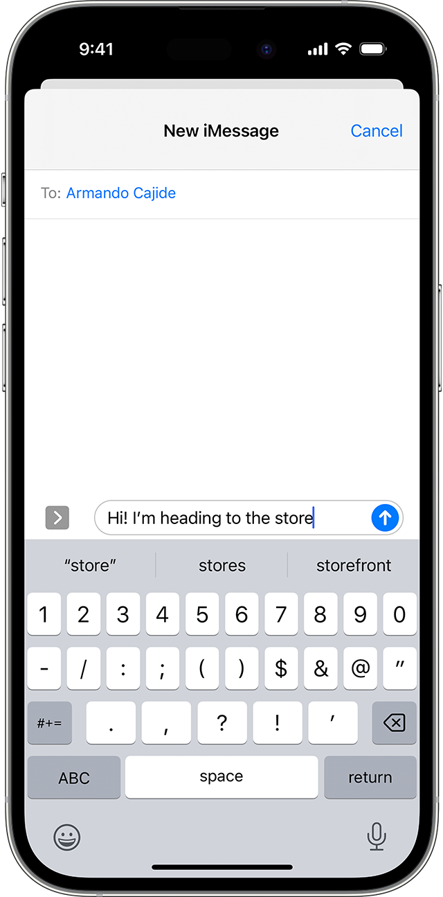 Екран iPhone із предиктивним введенням тексту