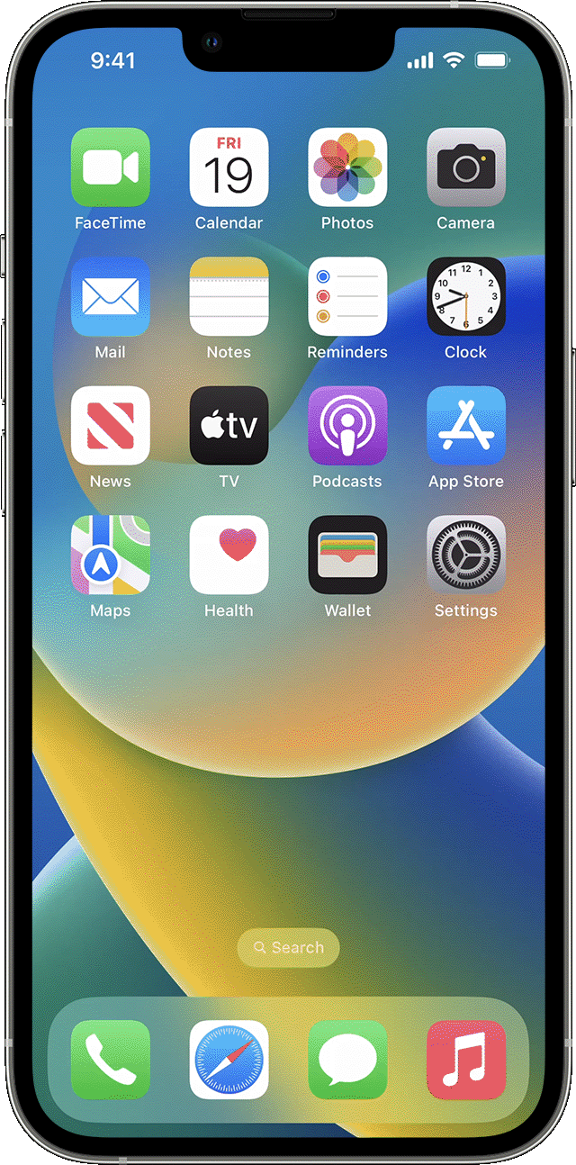 Een GIF van een iPhone waarop een veeg omlaag vanuit de rechterbovenhoek van het scherm te zien is om het bedieningspaneel te openen, de knop 'AirDrop' te selecteren en de AirDrop-ontvangstopties te wijzigen.