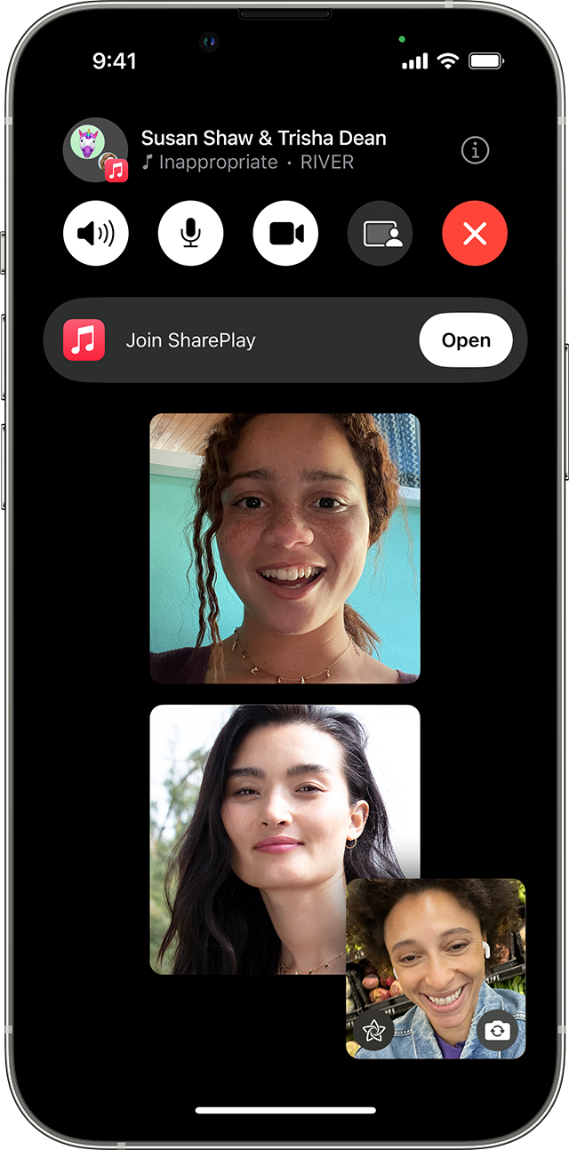 iPhone showing Join SharePlay in a FaceTime call.