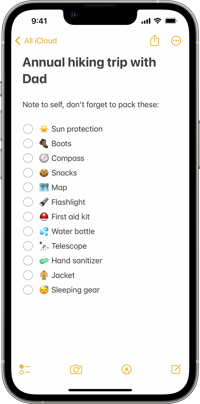 Create a checklist with Notes - Apple Support