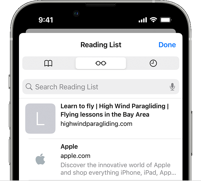 safari reading list app iphone