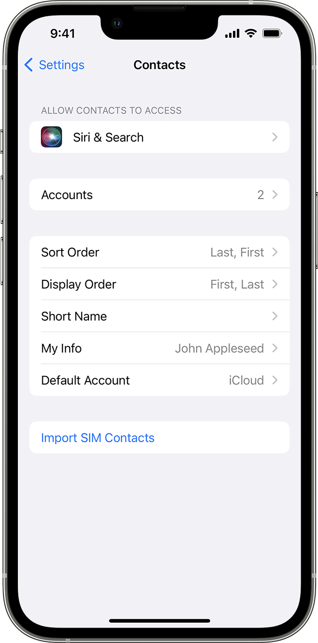 iphone contacts screen