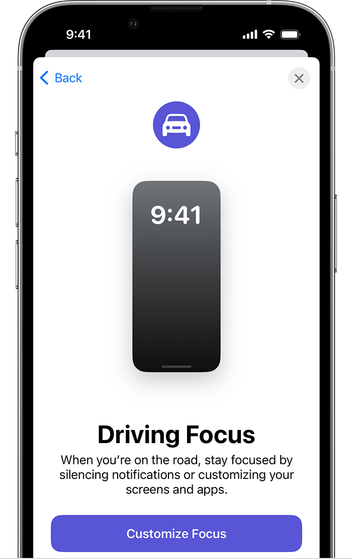 iPhone showing how to set up Driving