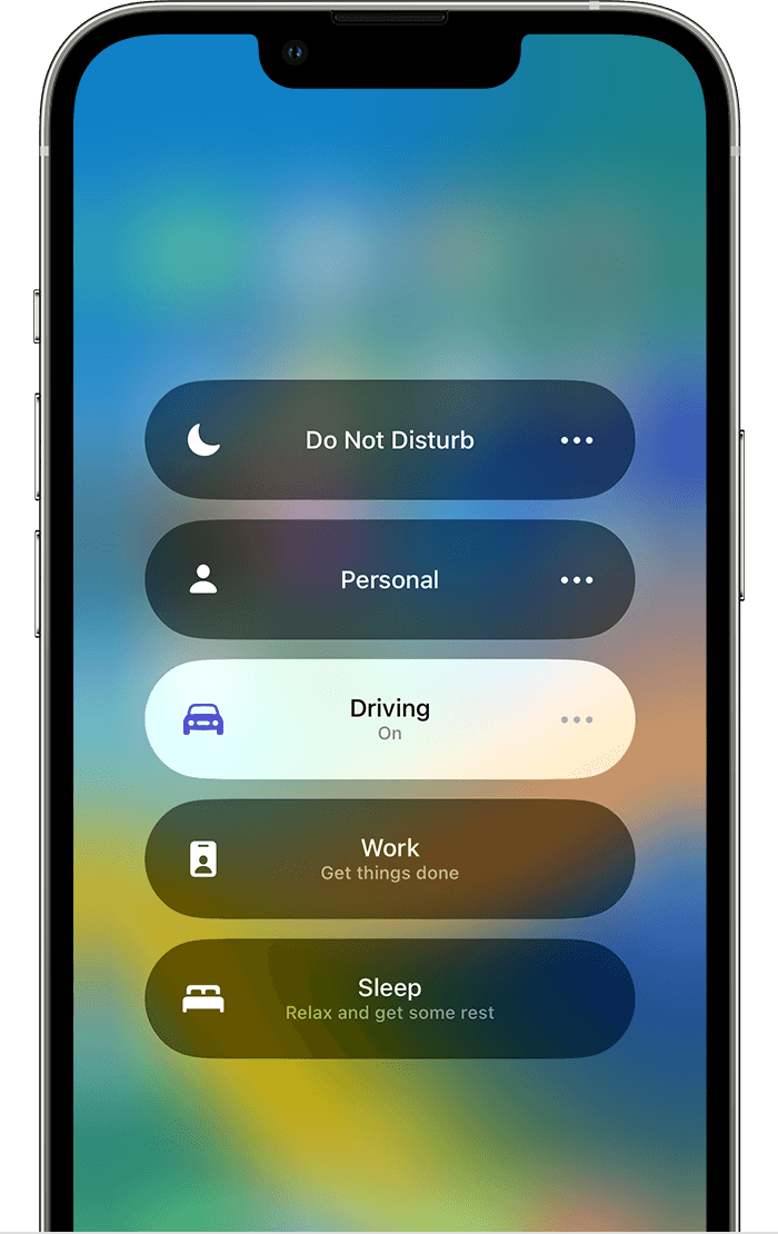 iPhone showing how to turn Driving on or off