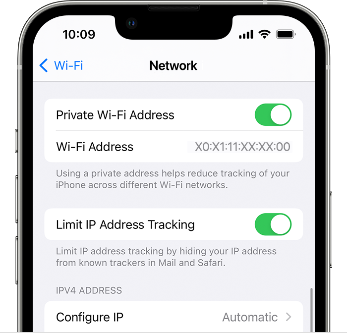 Sur l’iPhone, activez ou désactivez Adresse Wi-Fi privée dans l’app Réglages