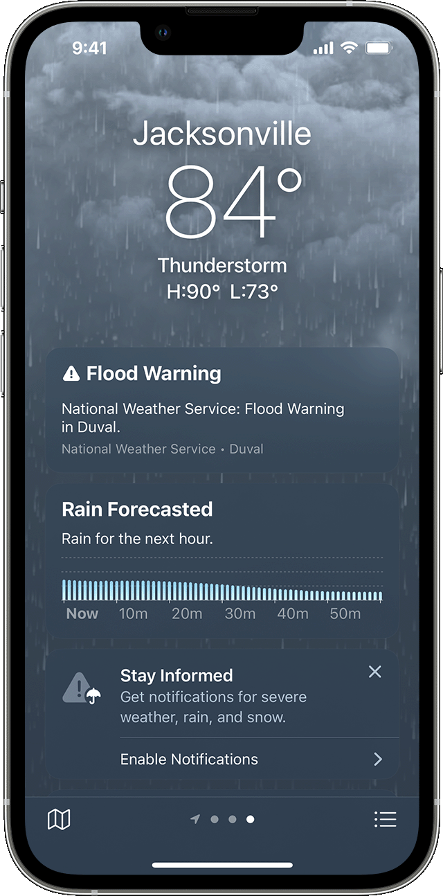 Feature tempo next percent availability and data sources in the Weather app - Apple