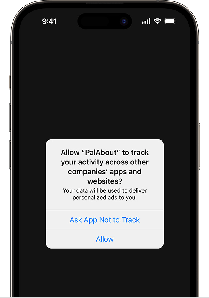 An app asking for permission to track your activity across other companies' apps and websites.