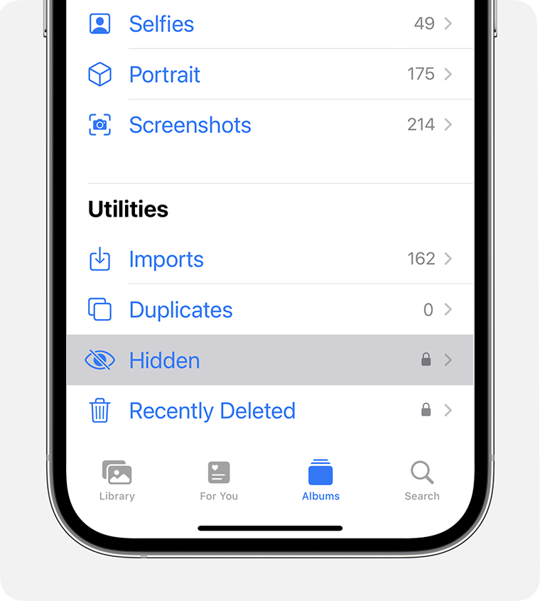 Hide photos on your iPhone, iPad, or Mac with the Hidden album - Apple  Support