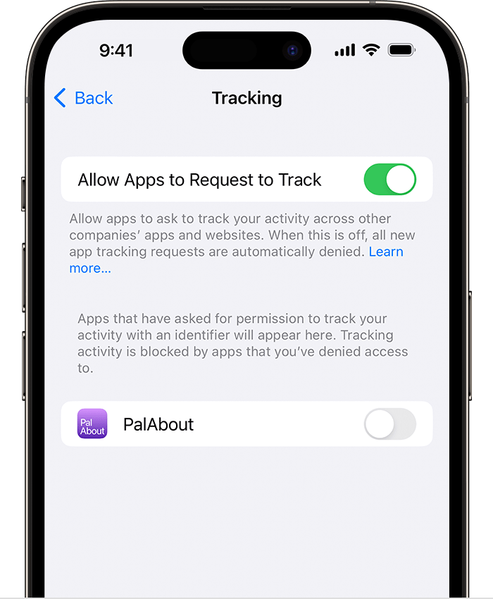 In Settings, you can manage which apps that you allow to track your activity.