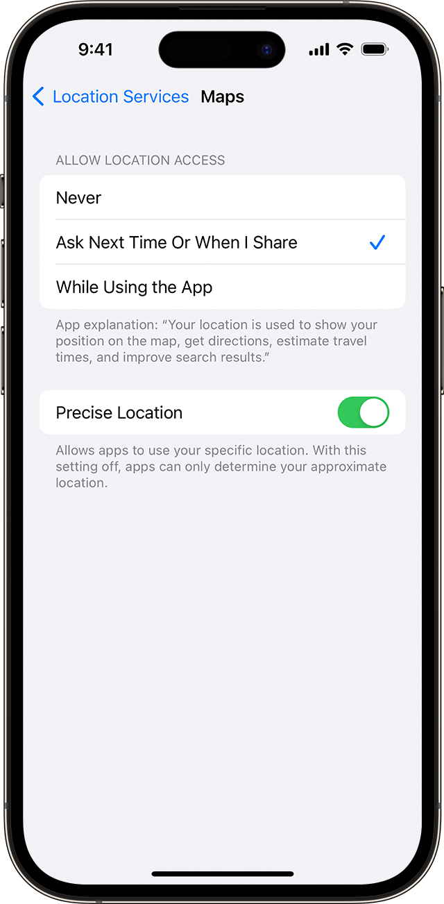 How do I give permission to my location on my iPhone?