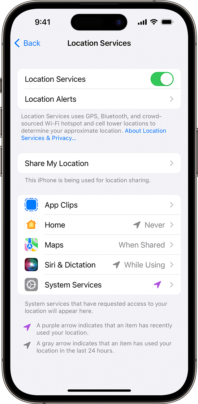How do I turn on location tracking on my apps?