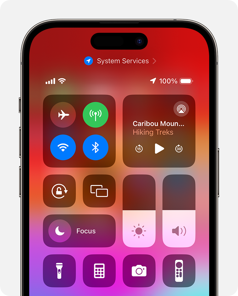 The Apple TV Remote button appears towards the bottom of Control Center on iPhone