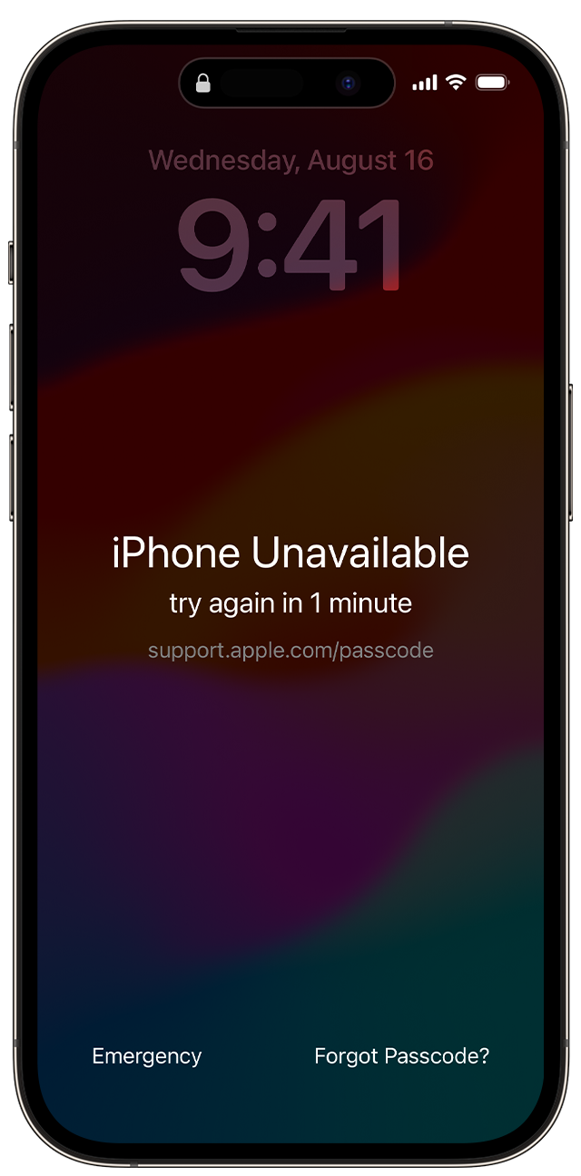 The iPhone Unavailable message appears on an iPhone after you incorrectly enter your passcode.