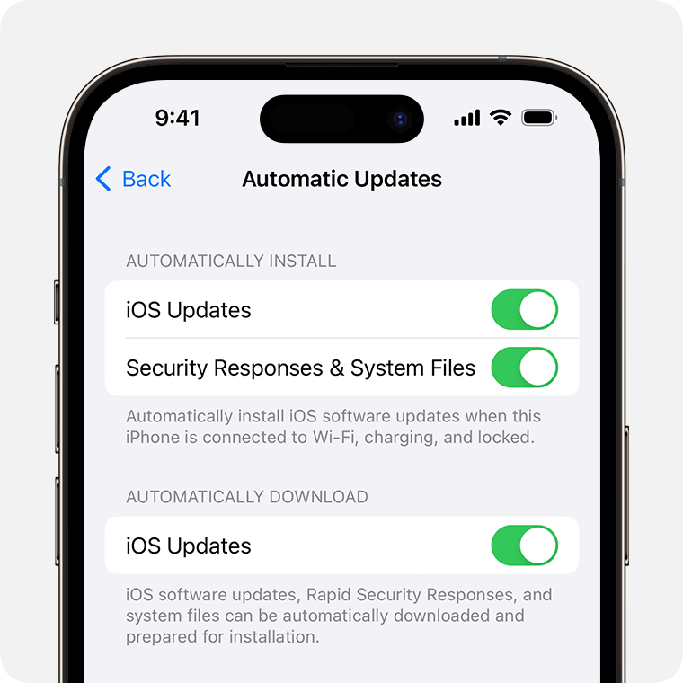 An iPhone showing the option to turn on automatic updates
