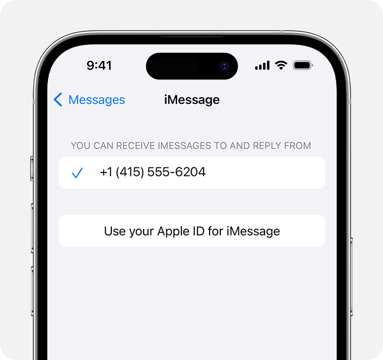 Quando configura a app Mensagens pela primeira vez no iPhone, pode iniciar sessão com o seu ID Apple para utilizar a app Mensagens em todos os dispositivos.