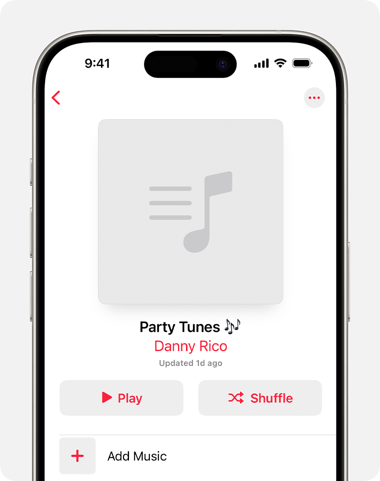iPhone showing a new playlist created