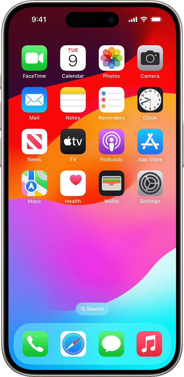 iPhone showing how to move pages on the Home Screen