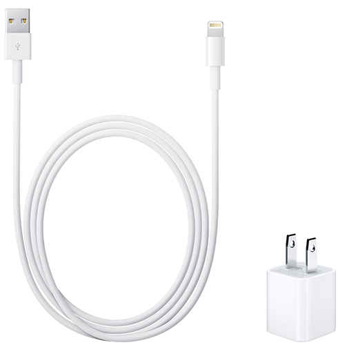 Kabel Lightning ke USB dan adaptor dinding USB