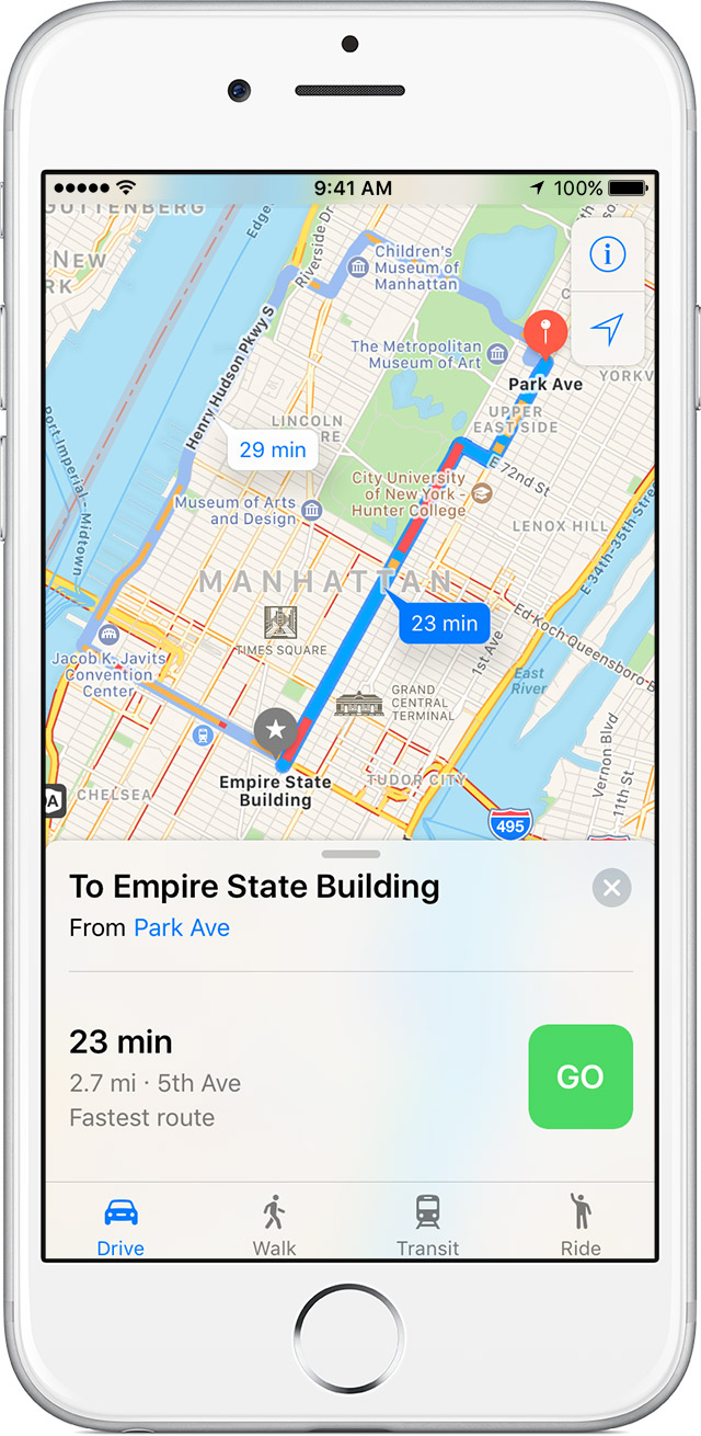 directions on iphone