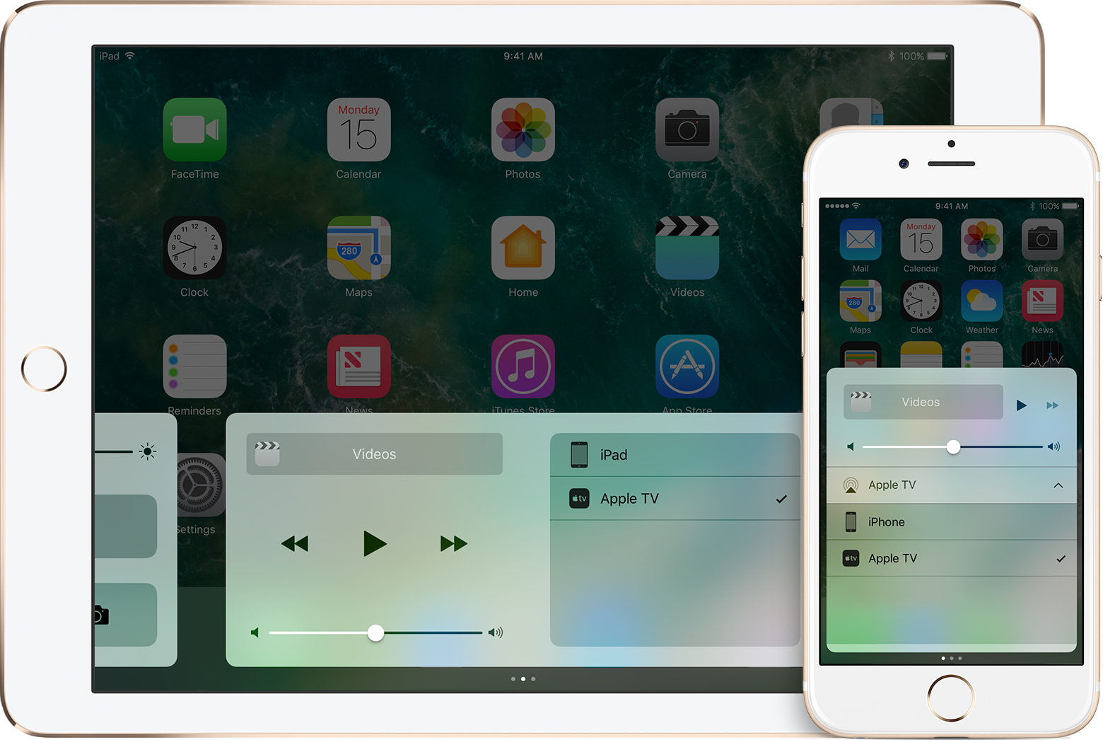 The list of AirPlay devices in Control Center on iOS