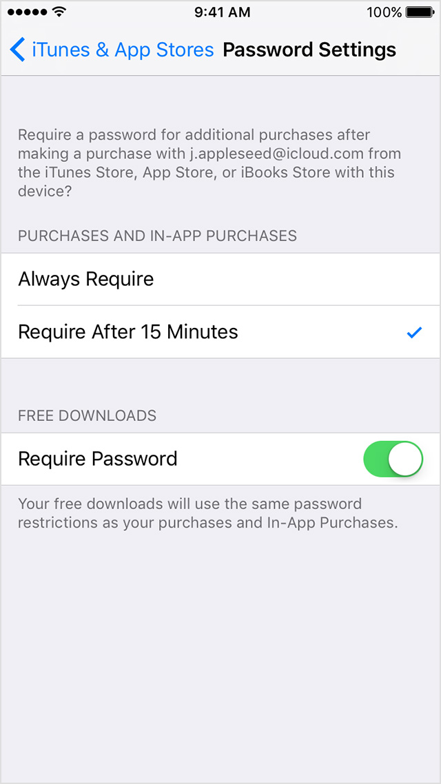 Manage your iTunes Store and App Store password preferences - Apple Support