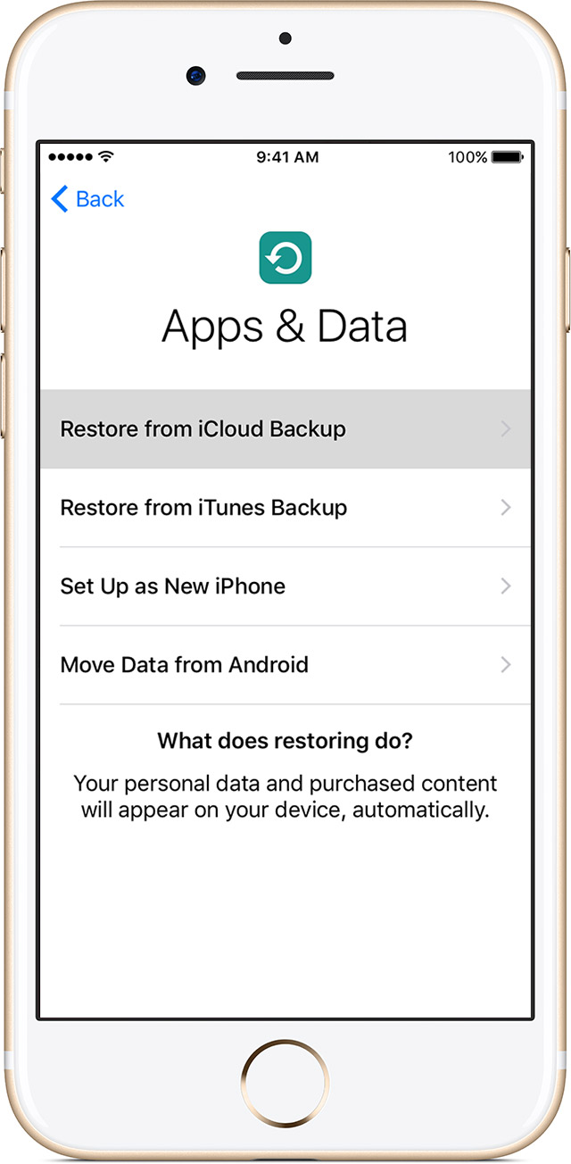 Transfer an iCloud backup to a new device