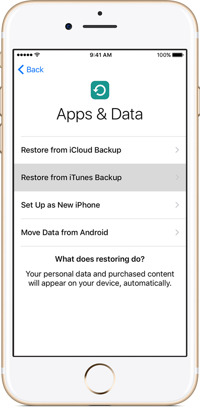 Restore from an iTunes backup on your iPhone