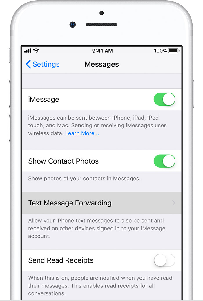 forward text messages from iphone to mac