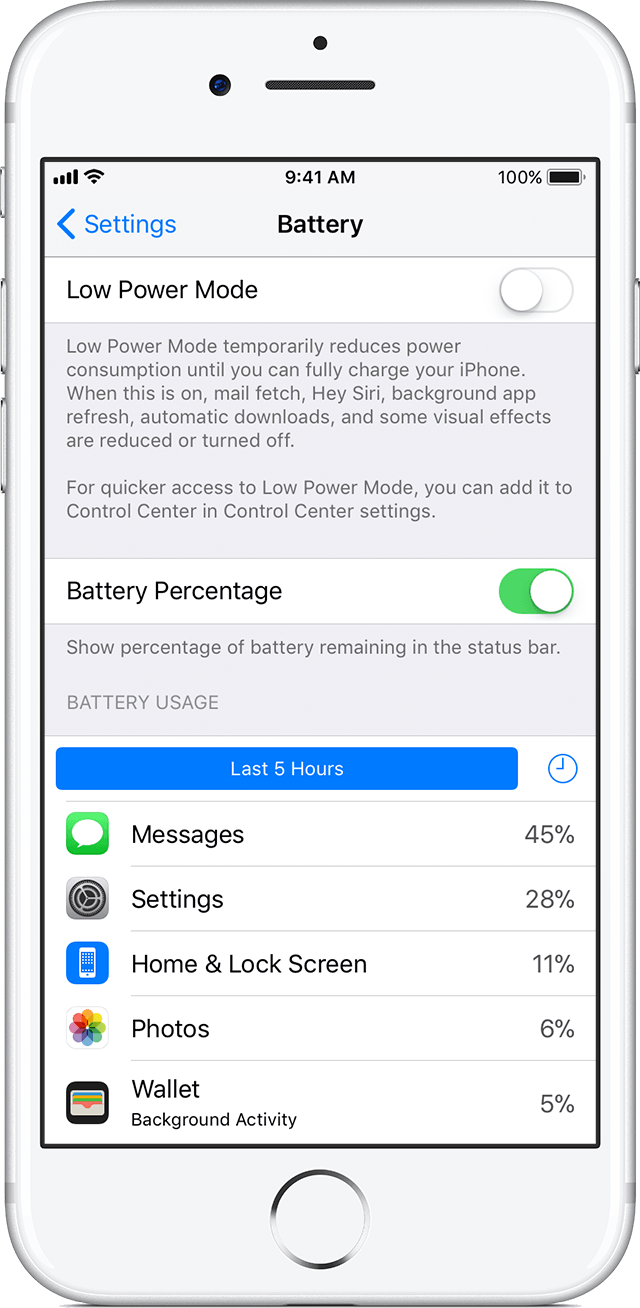 charge percentage on iphone